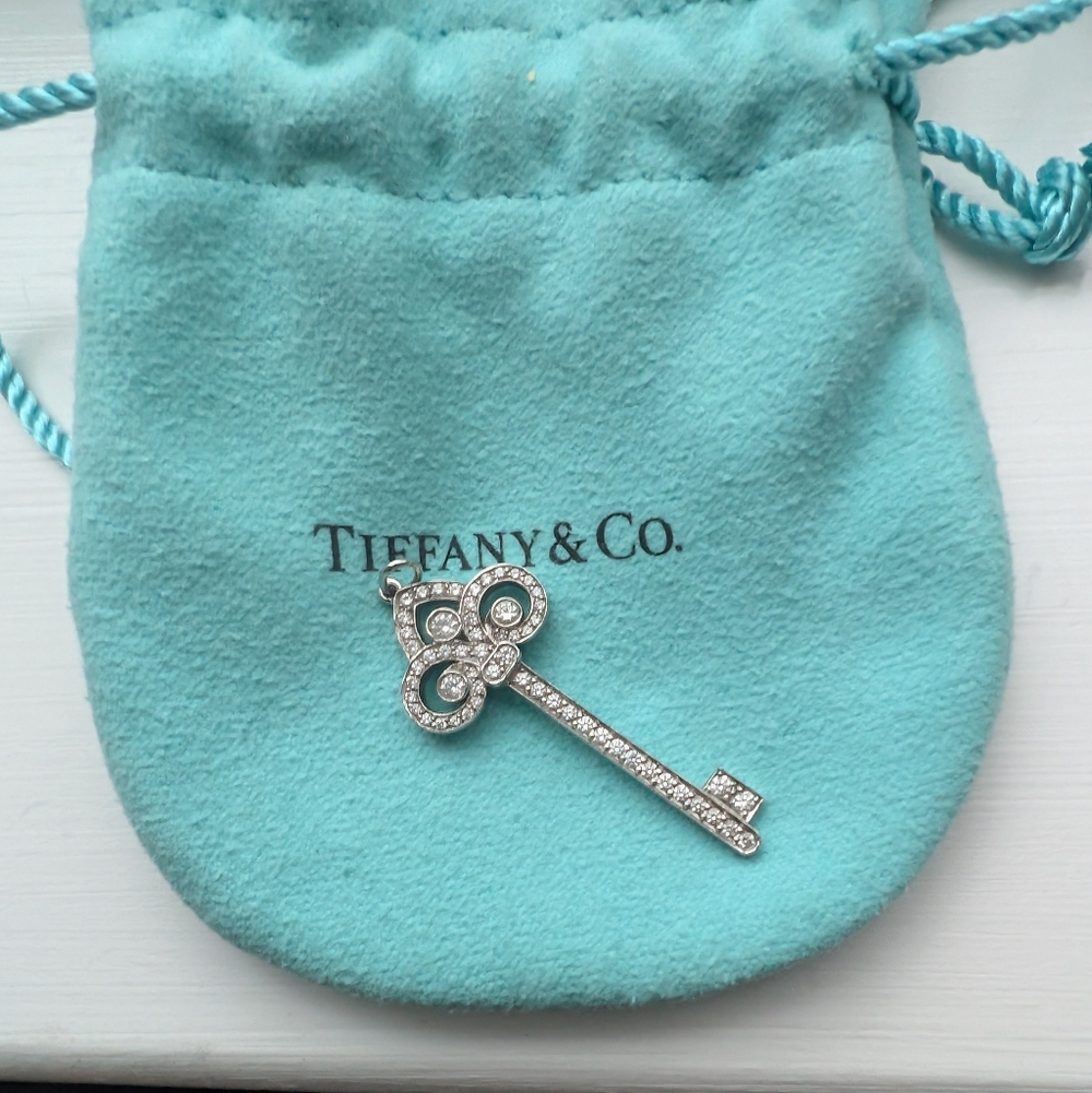 Tiffany & Co. Platinum And Diamond Key Charm